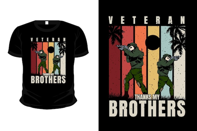 Exército veterano agradece irmãos mercadoria ilustração maquete design de camiseta