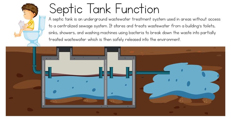 Vetor grátis explicação da função do tanque séptico
