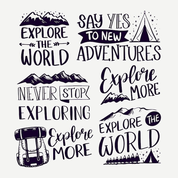 Explore as letras de acampamento nas montanhas