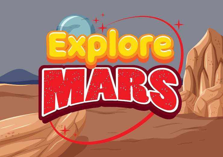 Vetor grátis explore o pôster do desenho animado de marte