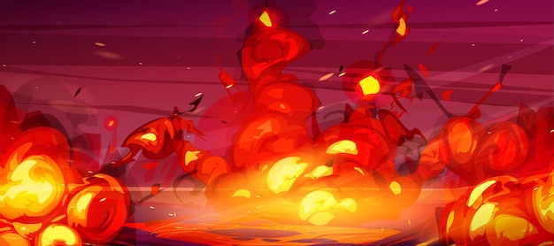 Explosão de bomba vermelha de desenho de fundo de fogo
