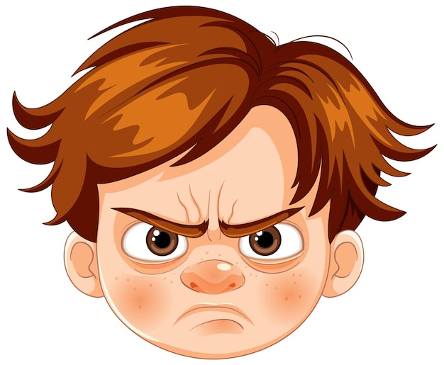 Vetor grátis expressão de desenho animado de menino zangado