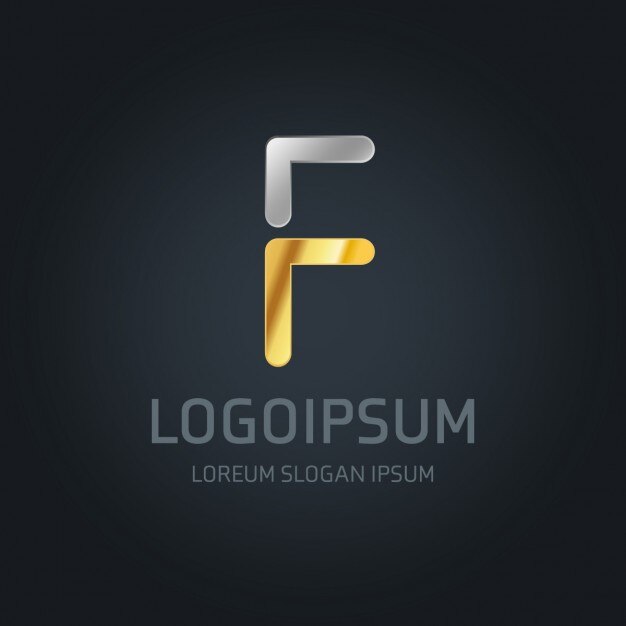 Vetor grátis f logo de ouro e prata
