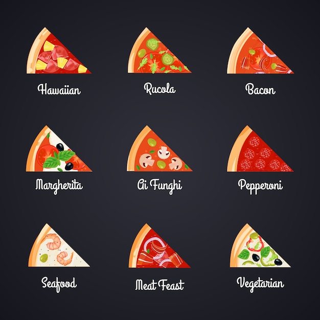 Vetor grátis faça criar conjunto de ícones decorativos de pizza