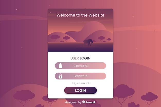 Vetor grátis faça login no design da página de destino