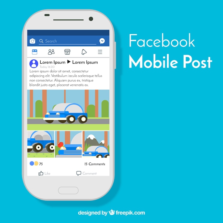 Vetor grátis facebook mobile post com design plano