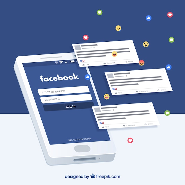 Facebook mobile post com design plano