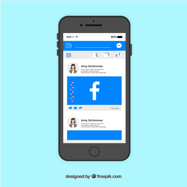 Facebook mobile post com design plano