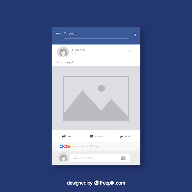 Facebook mobile post com design plano