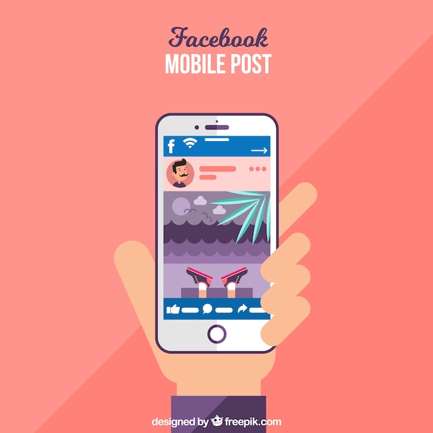 Facebook mobile post com design plano