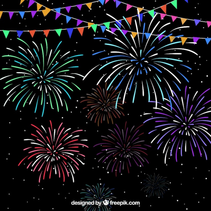 Vetor grátis fachada e fogos de artifício