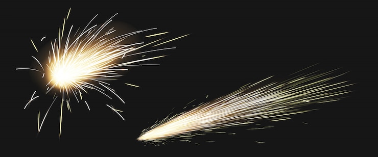 Vetor grátis faíscas realistas de lâmina de metal de solda, fogo de artifício
