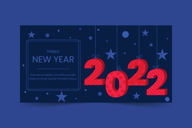 Faixa horizontal plana feliz ano novo 2022