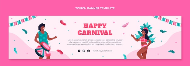 Vetor grátis faixa plana carnaval twitch