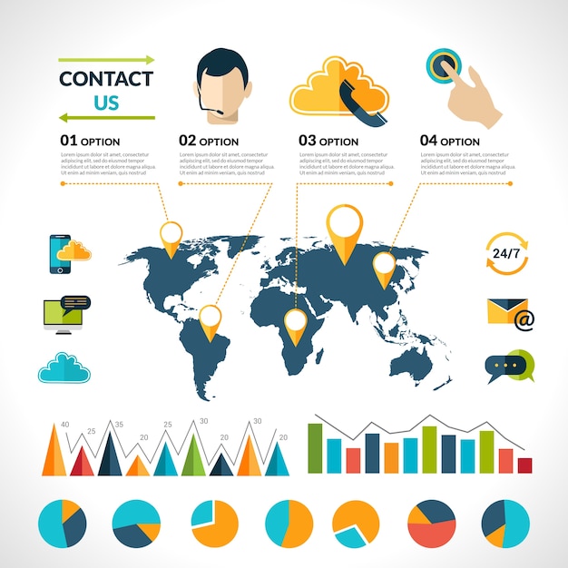 Fale conosco infographics set