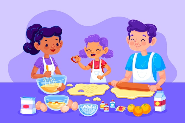 a criança faz um jogo infantil - o cozinheiro prepara a comida. ilustração  em vetor desenho animado isolada 3695260 Vetor no Vecteezy