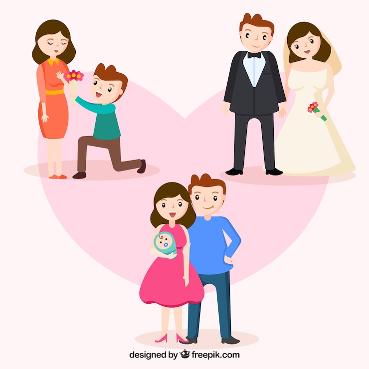 Vetor grátis família feliz em diferentes fases da vida com design plano