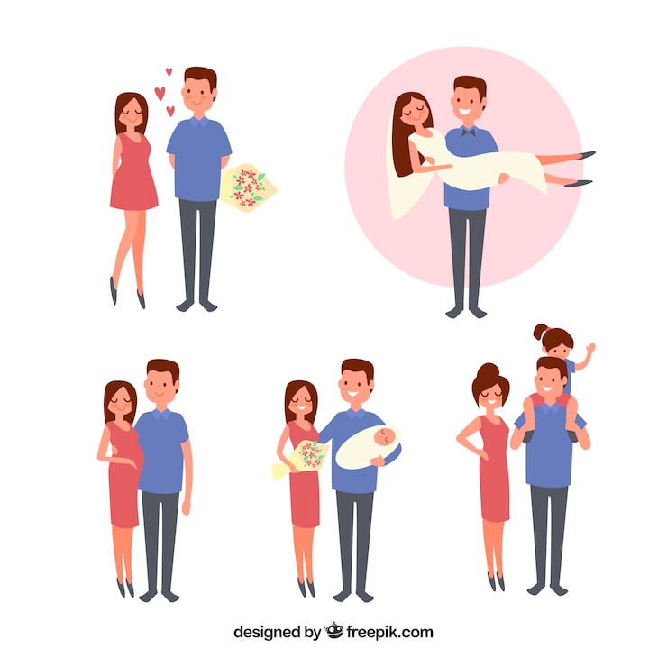 Vetor grátis família feliz em diferentes fases da vida com design plano