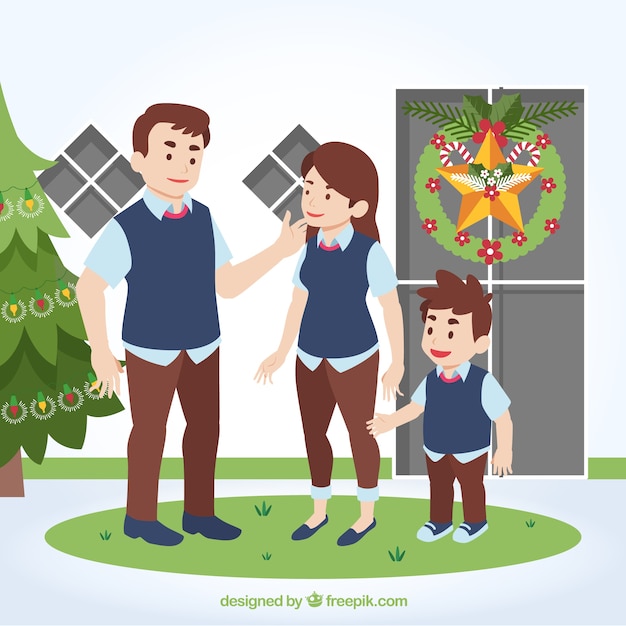 Família feliz que aprecia o natal