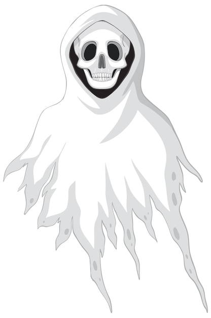 fantasma branco dos desenhos animados de halloween isolado no fundo branco.  fantasma assustador fantasma branco de halloween. fantasma com uma cara  assustadora. 11049500 Vetor no Vecteezy