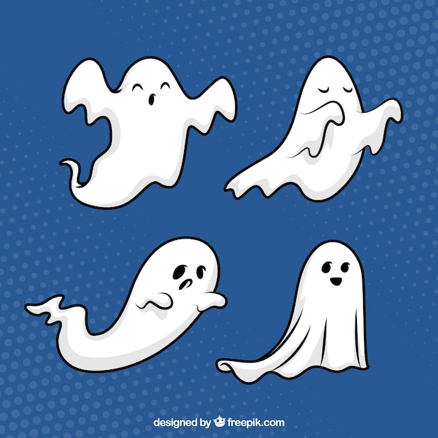 Vetor grátis fantasmas de halloween desenhados a mão