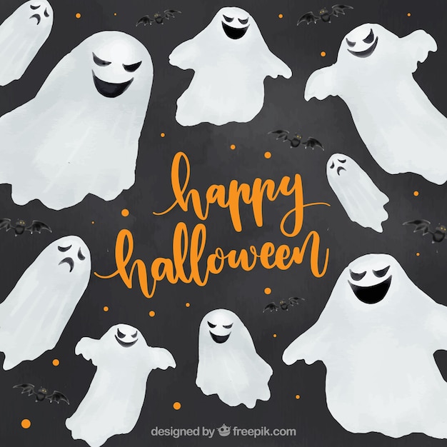 Vetor grátis fantasmas que desejam você um feliz halloween