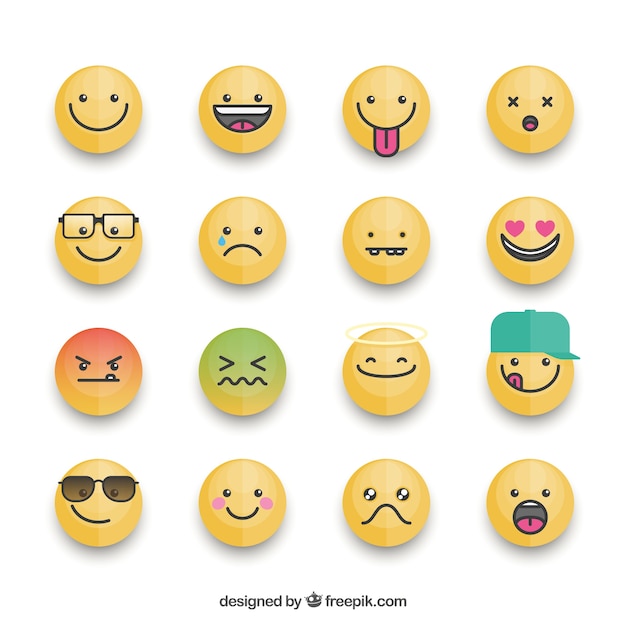 Vetor grátis fantástica coleção de emoticons com expressões diferentes
