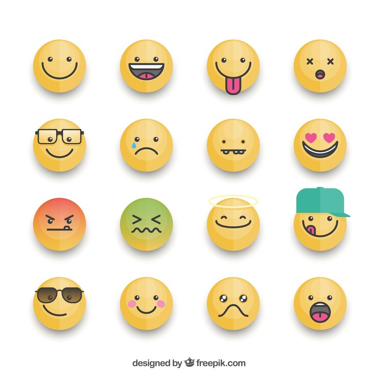 Vetor grátis fantástica coleção de emoticons com expressões diferentes