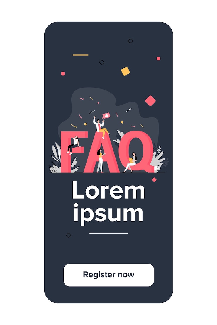 Vetor grátis faq gigante e ilustração vetorial plana de pessoas minúsculas. usuários de desenhos animados fazendo perguntas e obtendo ajuda em problemas