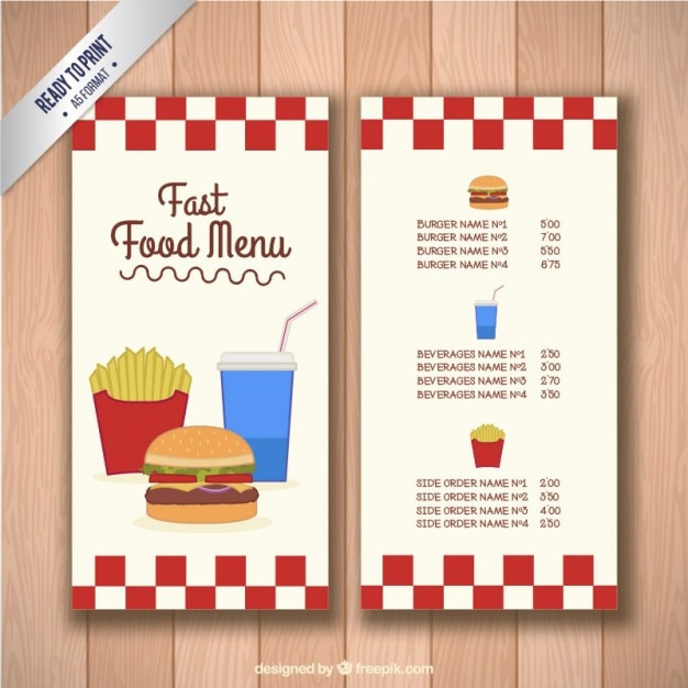 Fast food menu template