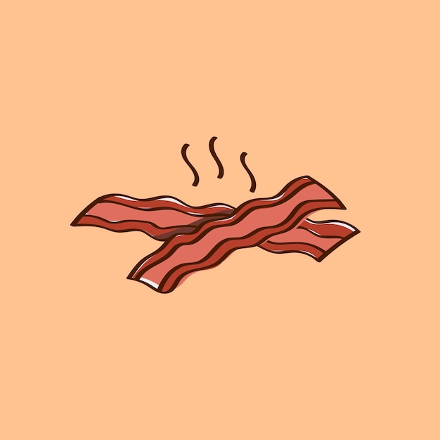 Fatia frita de mão desenhada de vetor de bacon