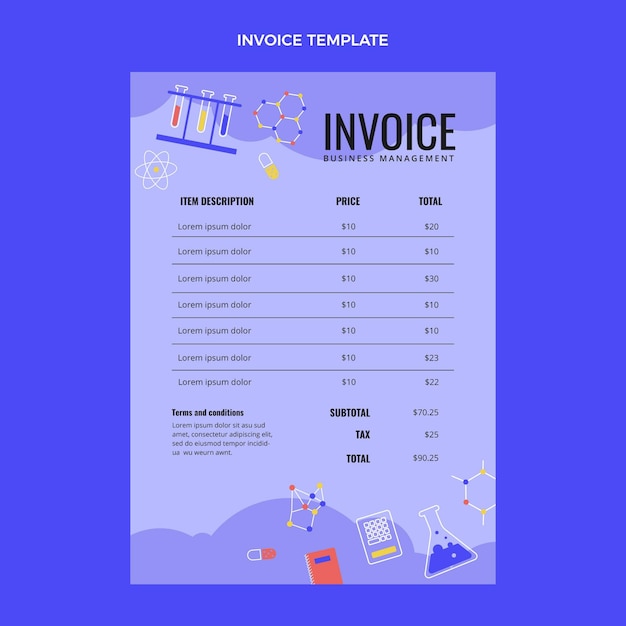 Vetor grátis fatura de ciência de design plano