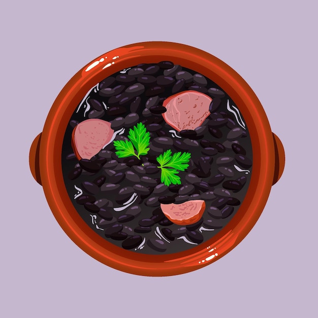 Feijoada deliciosa desenhada à mão ilustrada