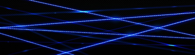 Feixes de laser azuis neon realistas se cruzando