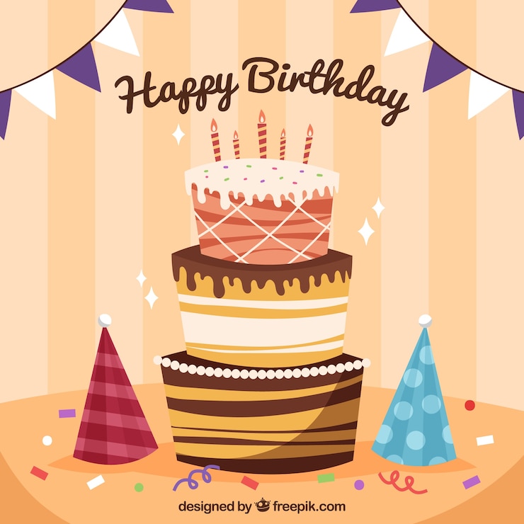 Vetor grátis feliz aniversario com bolo