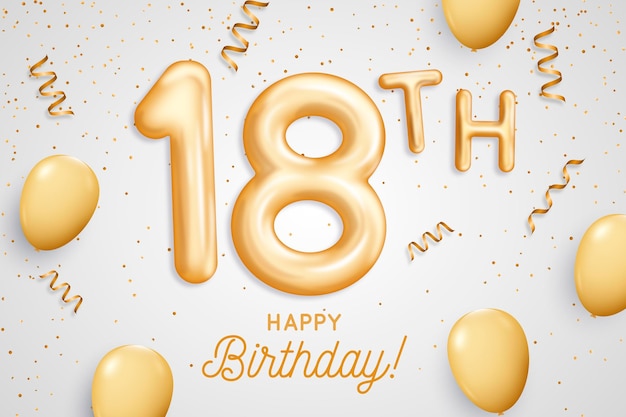 Feliz aniversário de 18 anos com balões realistas