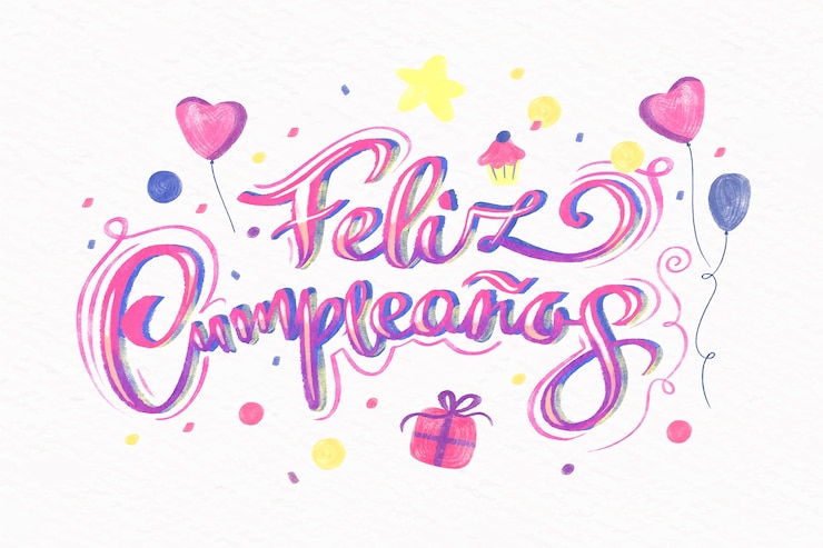 Vetor grátis feliz aniversário letras conceito