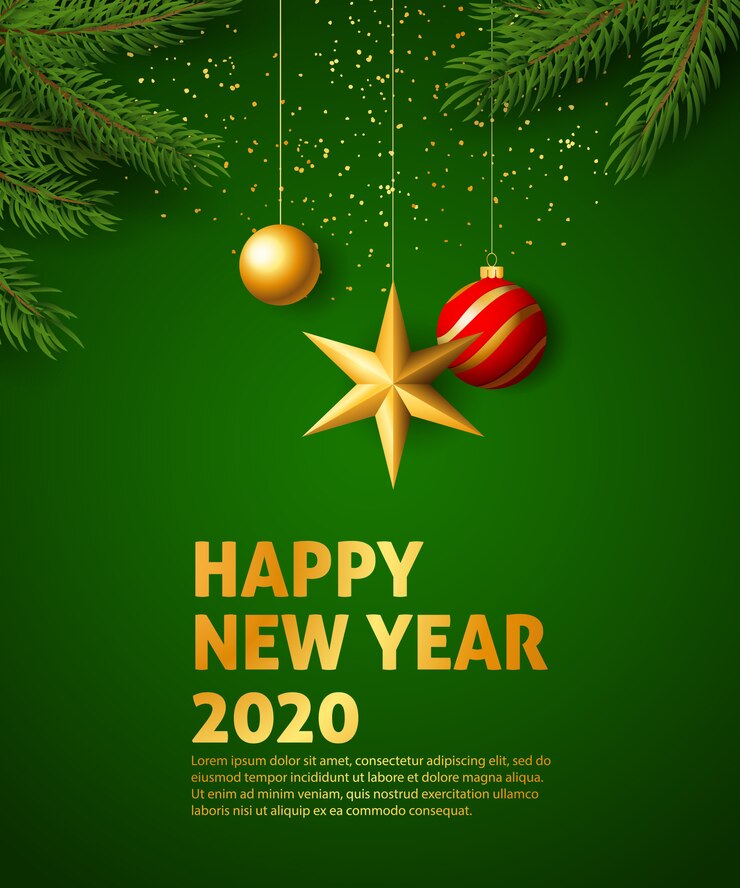 Vetor grátis feliz ano novo 2020 banner festivo