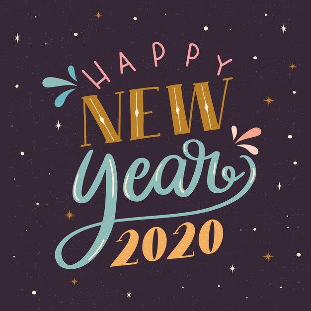 Feliz ano novo 2020 de letras vintage
