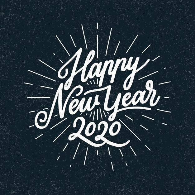 Feliz ano novo 2020 de letras vintage