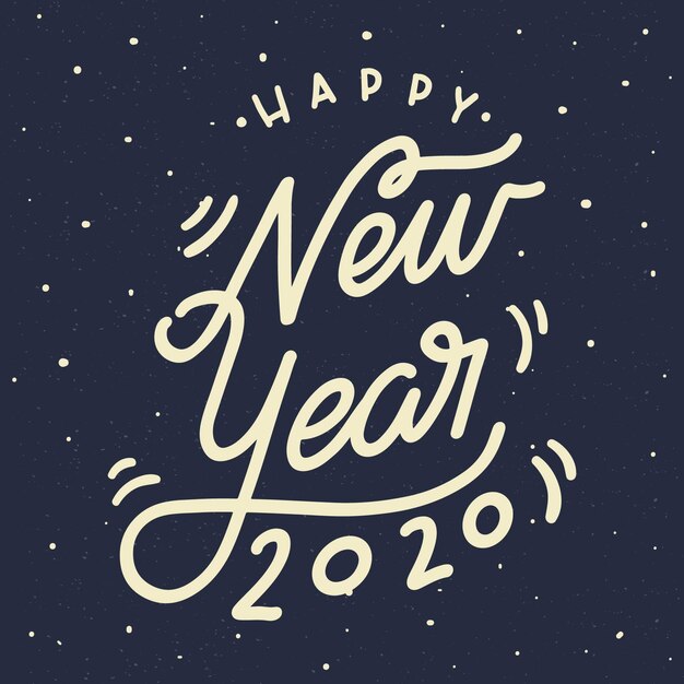Feliz ano novo 2020 de letras vintage