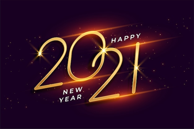 Feliz ano novo 2021 com fundo dourado brilhante