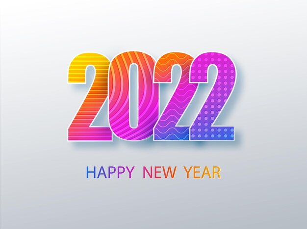 Feliz ano novo 2022 banner de cor em estilo de jornal. Projeto de vetor de texto moderno de 2022 para seus folhetos de feriados sazonais, saudações e convites, cartões e parabéns com o tema de natal
