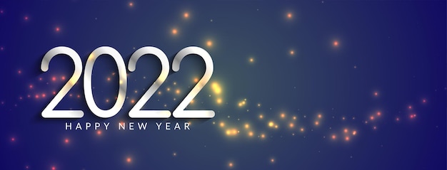 Feliz ano novo 2022 texto brilhante desenho de banner cintilante vector