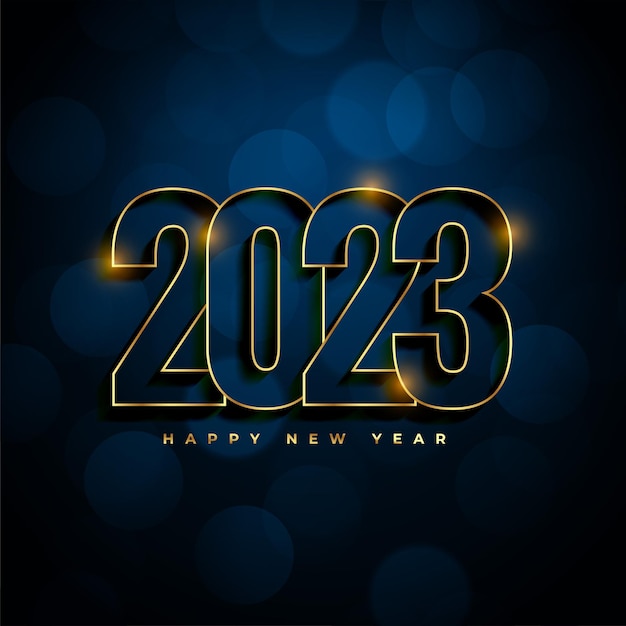 Vetor grátis feliz ano novo 2023 deseja fundo com efeito bokeh