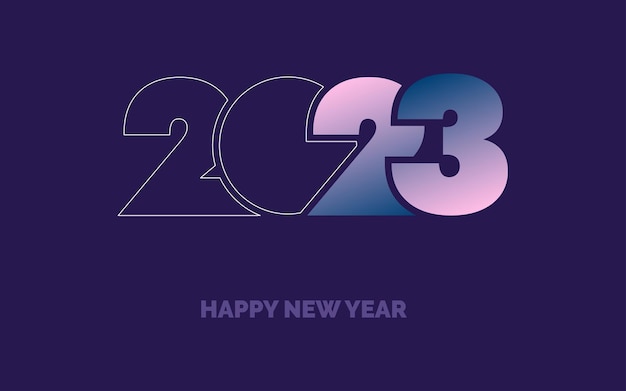 Feliz ano novo 2023 design de texto capa do diário de negócios para 2023 com desejos banner de cartão de modelo de design de brochura ilustração vetorial