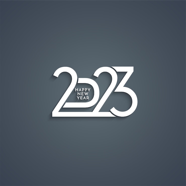 Vetor grátis feliz ano novo 2023 elegante fundo de design de texto