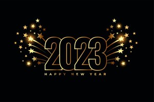 Feliz ano novo 2023 fundo de celebração com design de fogos de artifício estourando