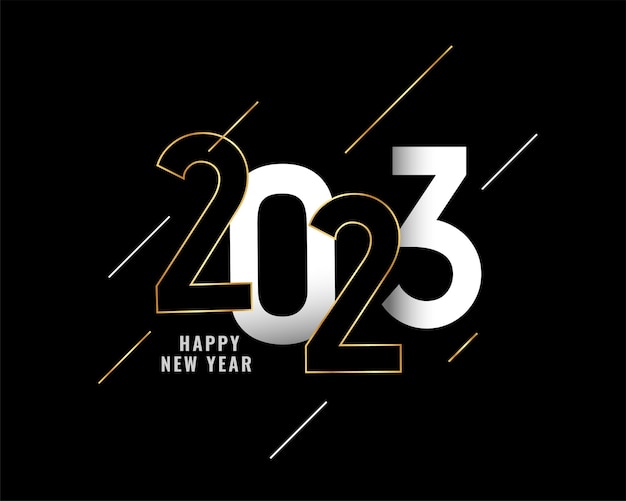 Vetor grátis feliz ano novo 2023 fundo preto escuro