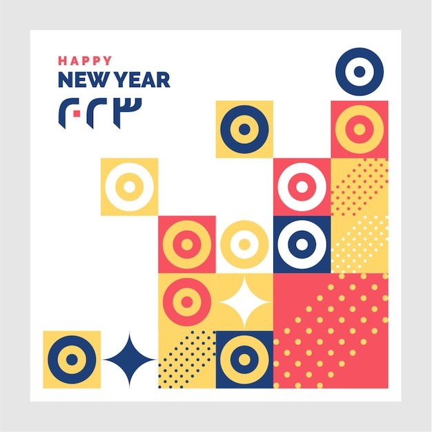 Feliz ano novo 2023 ilustração em vetor de fundo geométrico mosaico
